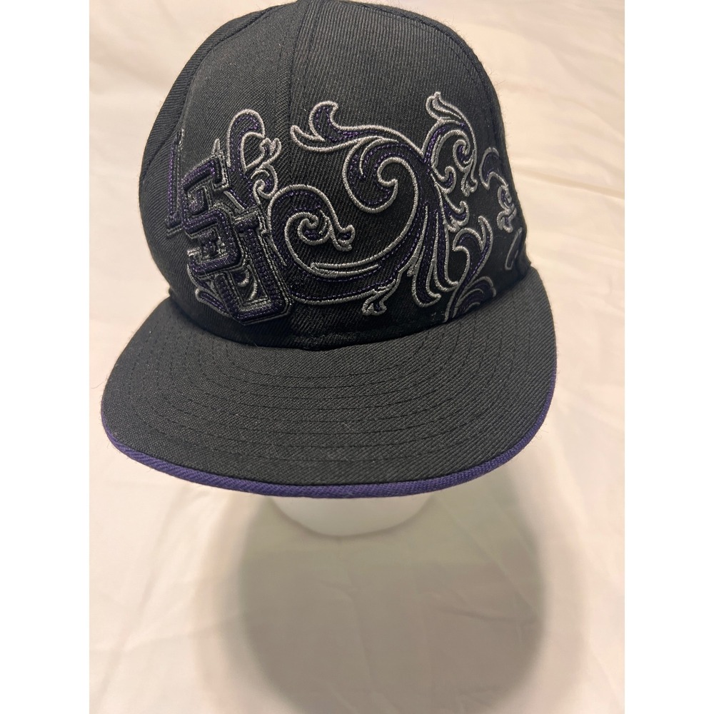 New Era 59FIFTY embossed LSU Tigers Hat Black Purple Fitted Cap Kids NCAA 2010